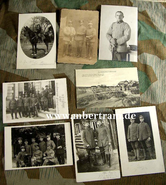 8 Fotos preuss. Ulanen / Husaren / Kürassiere 1. Weltkrieg