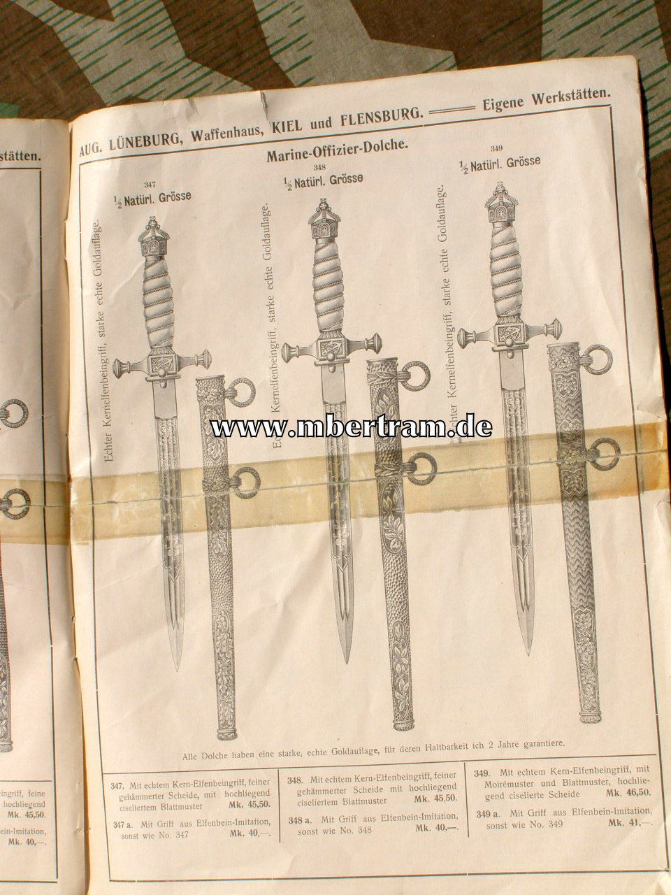 11384-6 Blankwaffen Katalog Fa. August Lüneburg, um 1901