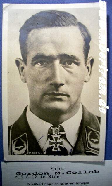 Originalsignatur Gordon Gollob, RK. m.Eichenl.Schw. Brilli.