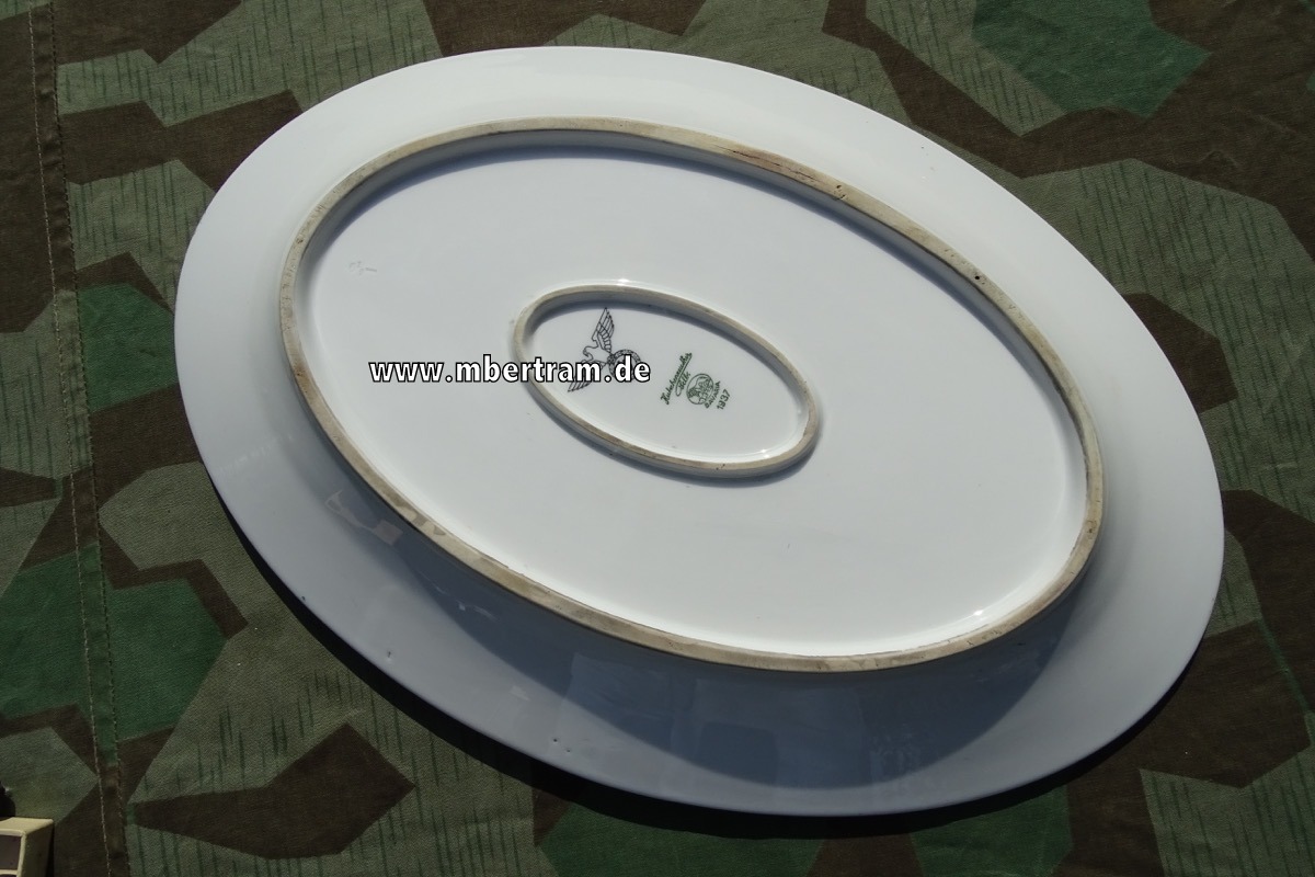 Wehrmacht Porzellan Fleischplatte, Heeres Hoheitsadler: "Hutschenreuther 1937"