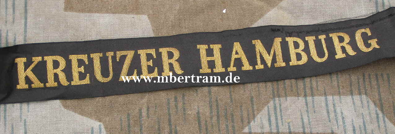 9153-1 Reichsmarine Mützenband "Kreuzer Hamburg"