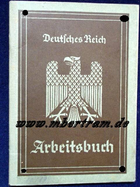 Arbeitsbuch Deutsches Reich . Vorkriegs Modell mit Adler mit hängenden Flügeln