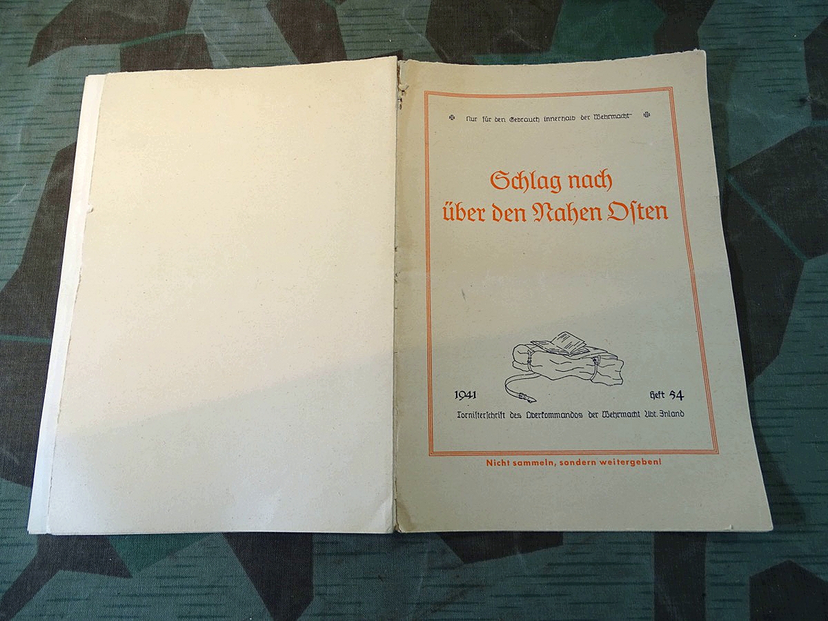 Tornisterschrift: Schlag nach über den nahen Osten, 1941, Nur für den Gebrauch innerhalb der Wehrmacht
