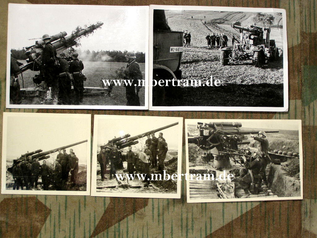 14 Luftwaffe Flakfotos, Kanone, E-Messer, Tarnzelt, Stellung
