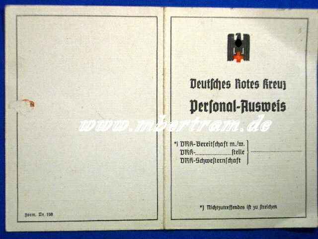 DRK Personal-Ausweis 40er Jahre "BLANKO-SELTEN"