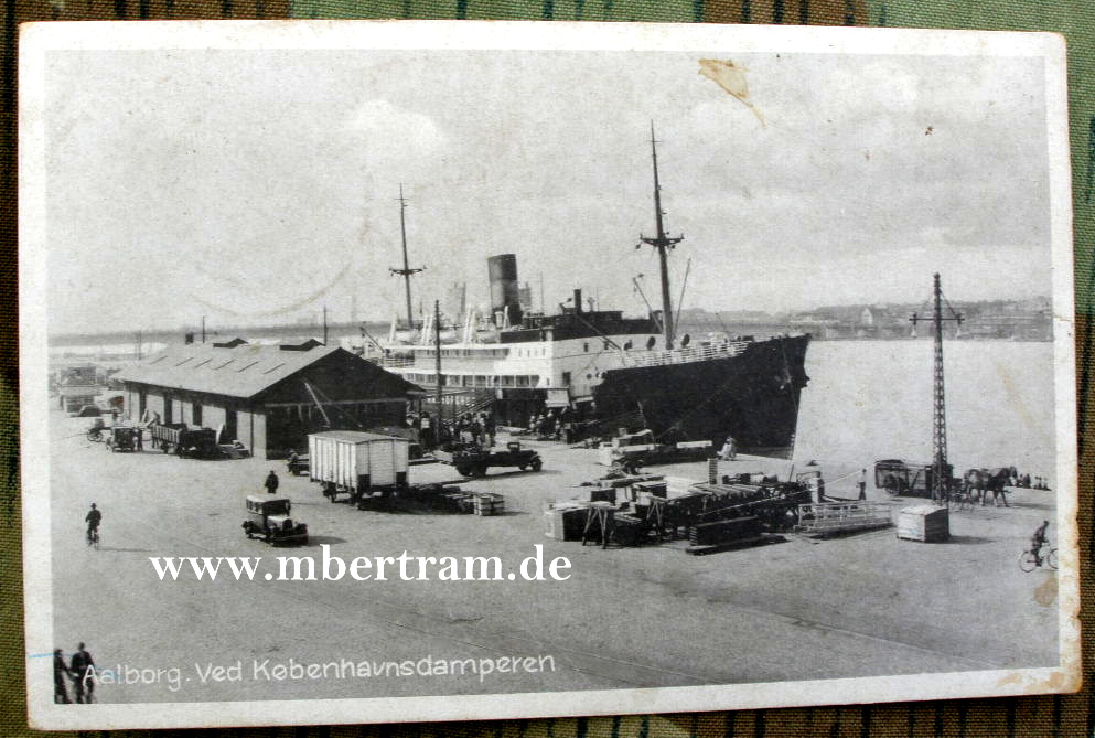 20.11.1940, Hafen v. Aalborg, mit Dampfschiff. Feldpostkarte