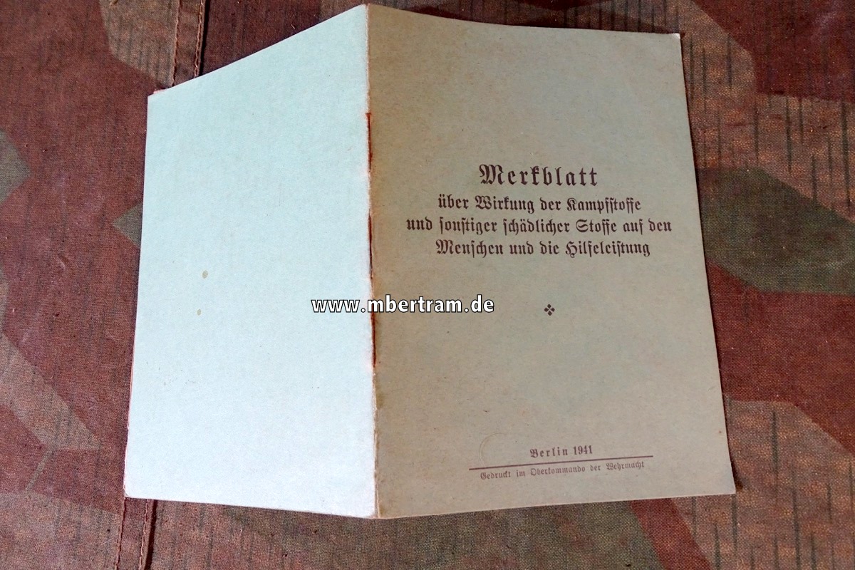 Wehrmachts Merkblatt über die Wirkung von Kampfstoffen 1941