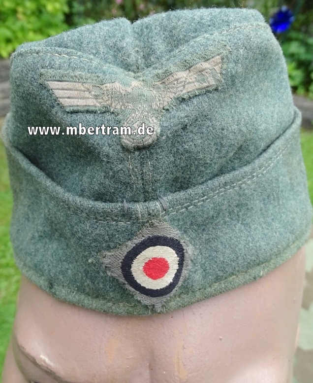Wehrmacht Schiffchenmütze Mannschaft, graue Bevo Effekten, getragen