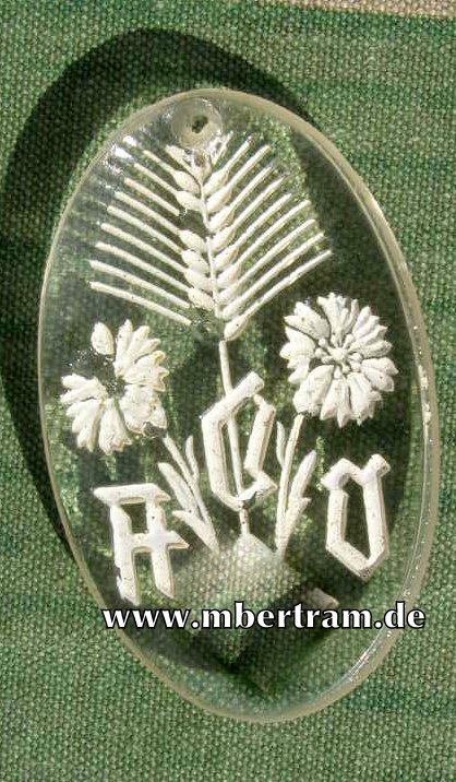 VDA-KORNBLUME und Ähre, Glasabzeichen mit HK