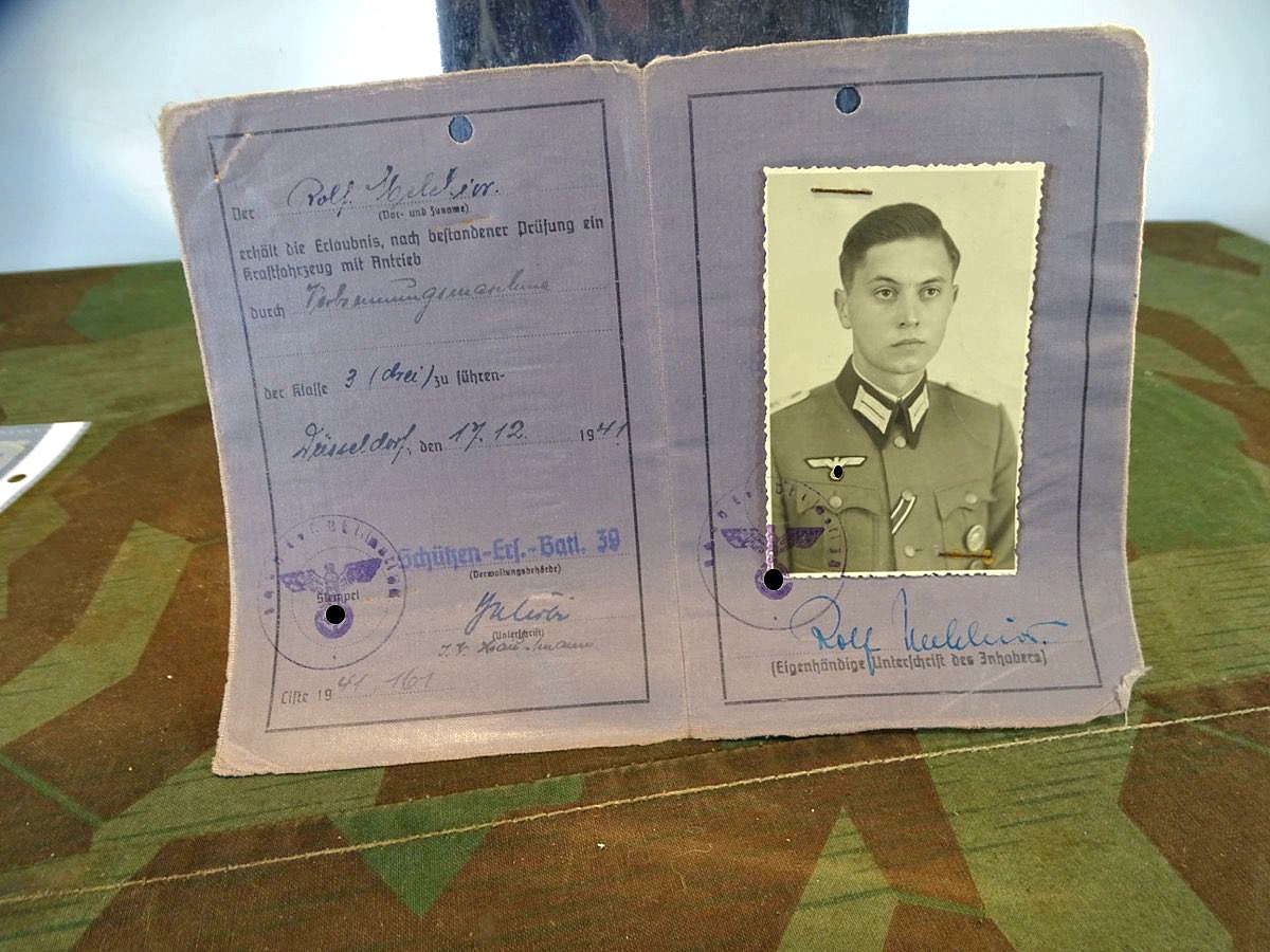WH Führerschein Leutnant Rolf N. Stab Schützen Ers. Btl. 39 Düsseldorf, Kl. 1, 3 1941