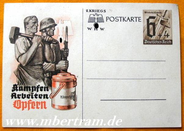 Propagandapostkarte, WHW, Kämpfen, arbeiten, opfern