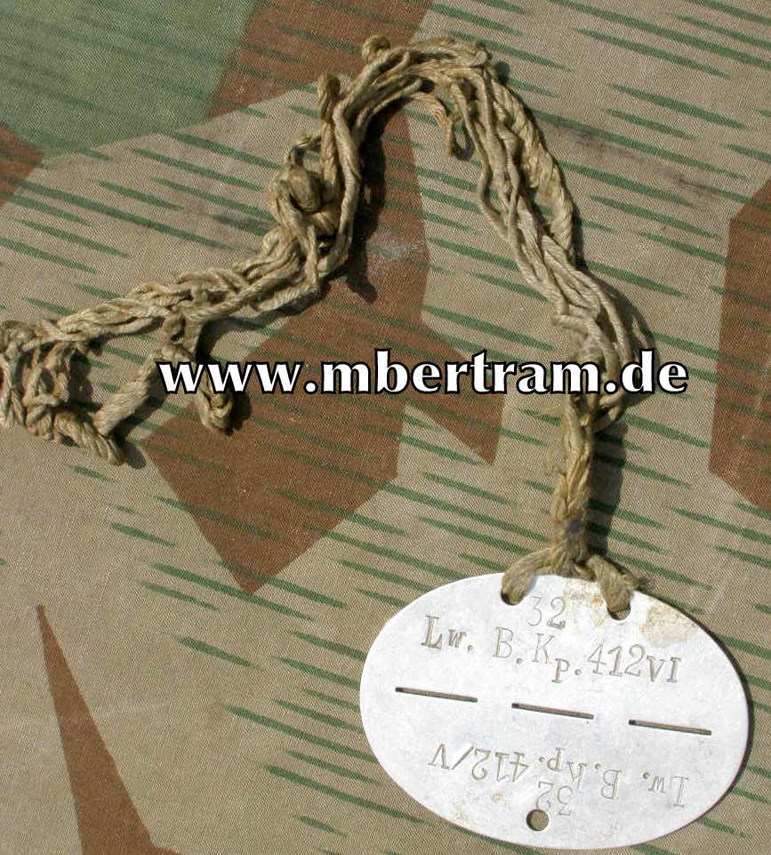 Luftwaffen Erkennungsmarke, Aluminium, " Lw-.B.Kp.412/V"