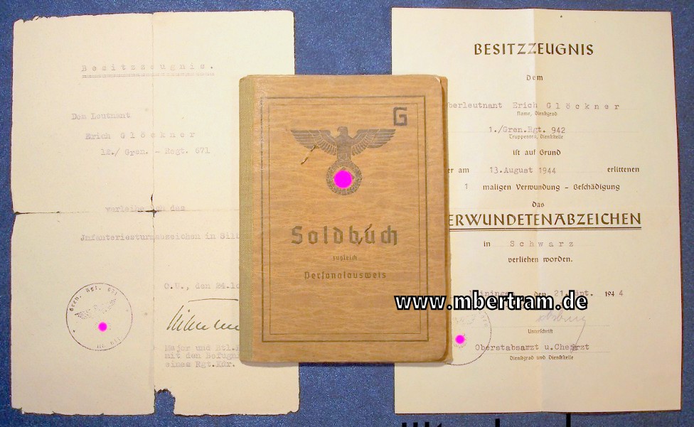 Konvolut eines Oberleutnants im Grenadier Ers.u.Ausbildungs Rgt.522