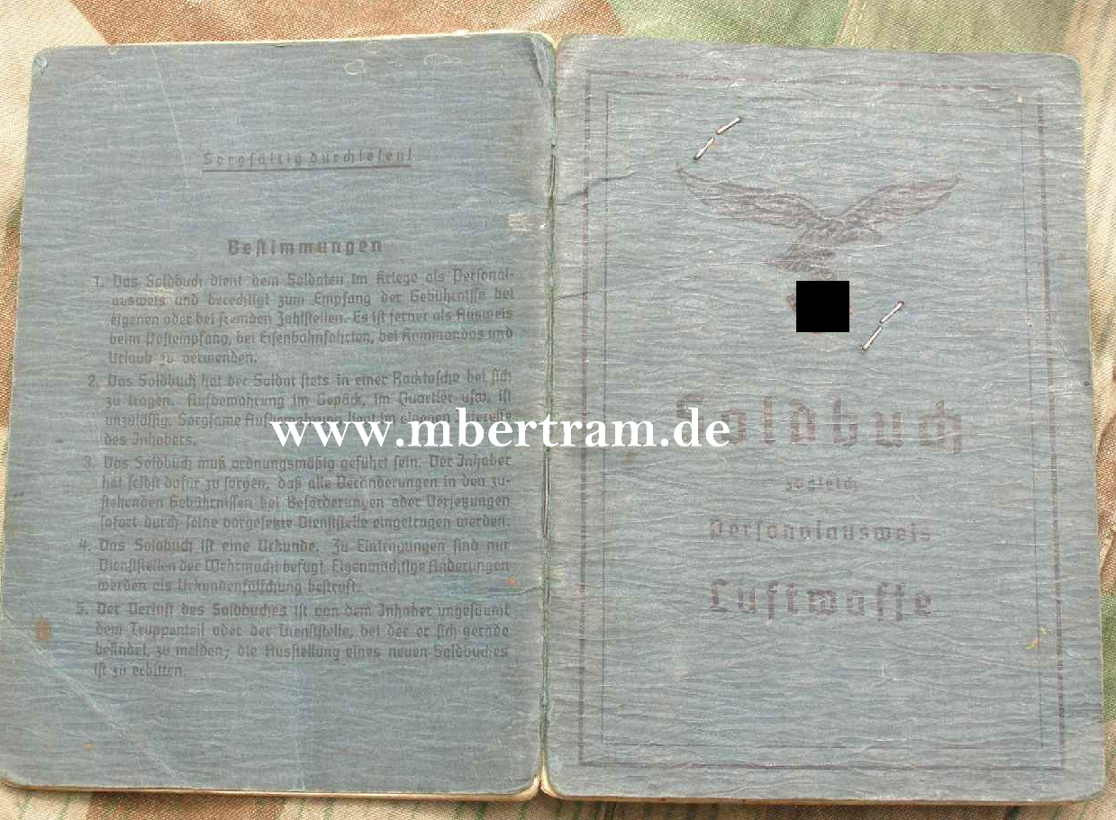 Soldbuch Luftwaffe, Ogefr. Lichtbild, Fliegerhorst Düsseldorf
