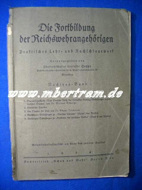 Hoppe: Die Fortbildung der Reichswehrangehörigen, 1934