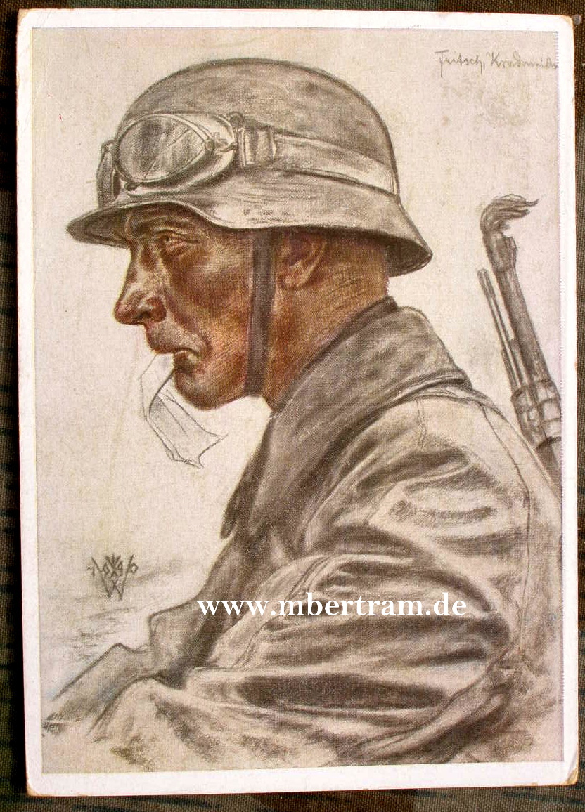 Propagandapostkarte, Unsere Panzerwaffe- Ein Kradmelder