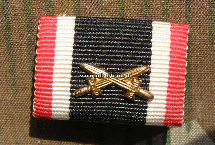 Einzel Bandspange KvK 2. Kl. 1939, aufgelegte Schwerter