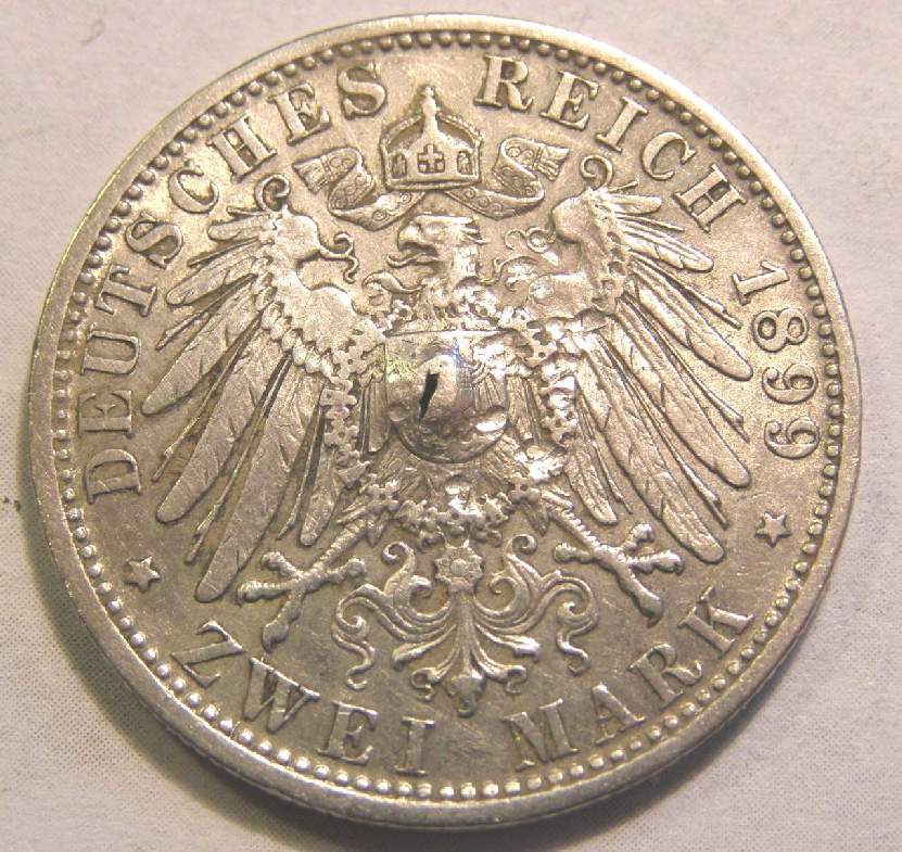 Silbermünze, OTTO König v.Bayern II., 2 Mark 1899
