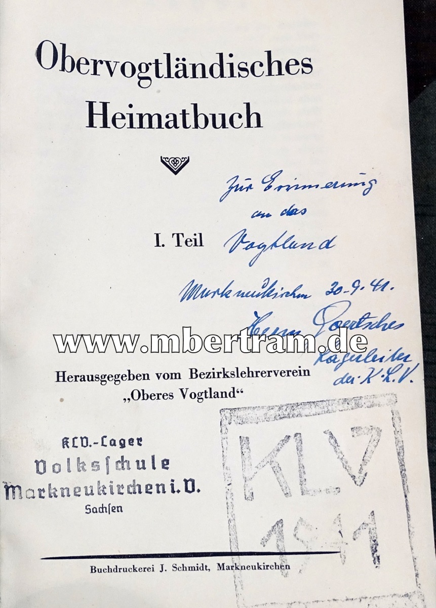 Obervogtländisches Heimatbuch, " Kinder Land Verschickung, Markneukirchen 1941"