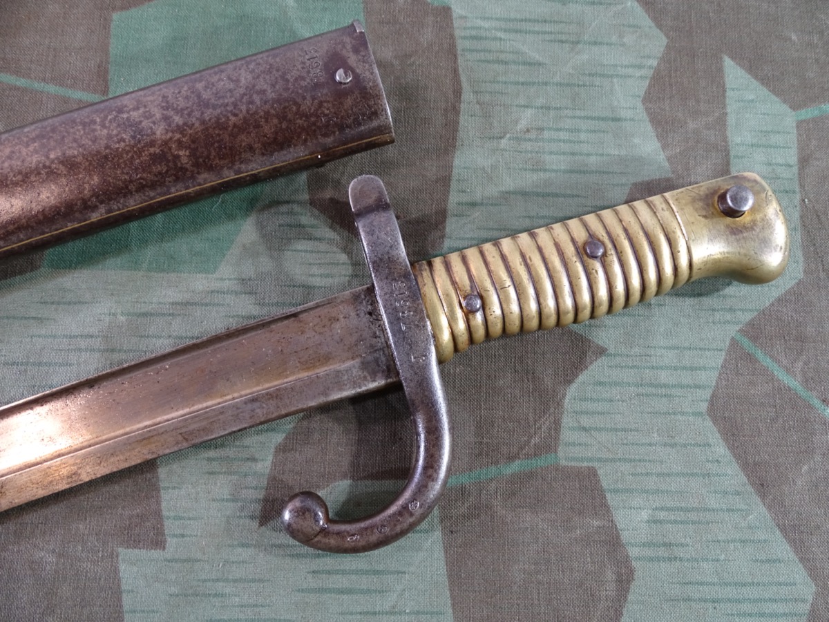 Frankreich Chassepot-Bajonett St. Etienne 1869, Metallscheide , Nummerngleich J 78615 Frankreich Chassepot-Bajonett St. Etienne 1869, Metallscheide , Nummerngleich J 78615