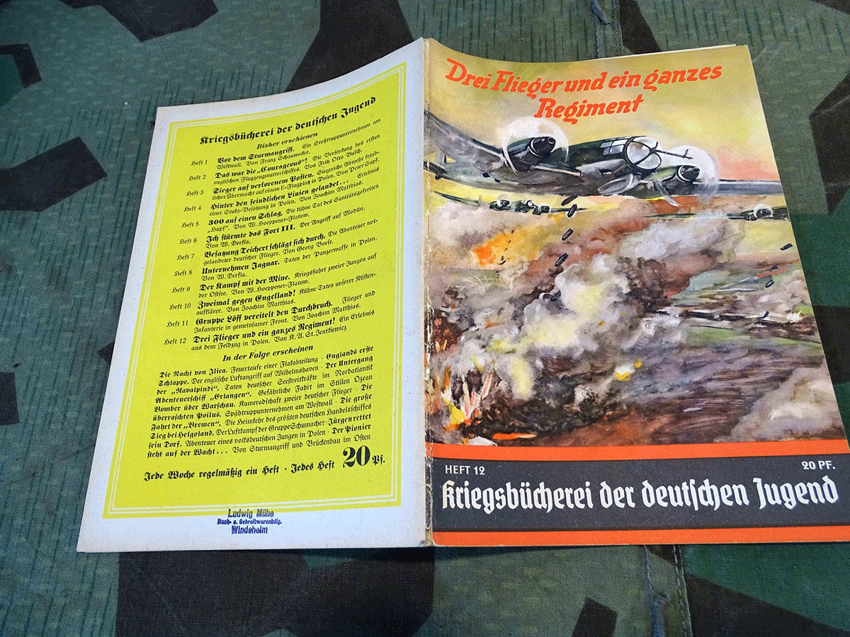 Kriegsbücherei der deutschen Jugend, Heft  12, Drei Flieger und ein ganzes Regiment, Polenfeldzug