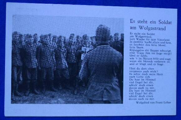 Soldatenlieder Postkarte: Es steht ein Soldat am Wolgastrand