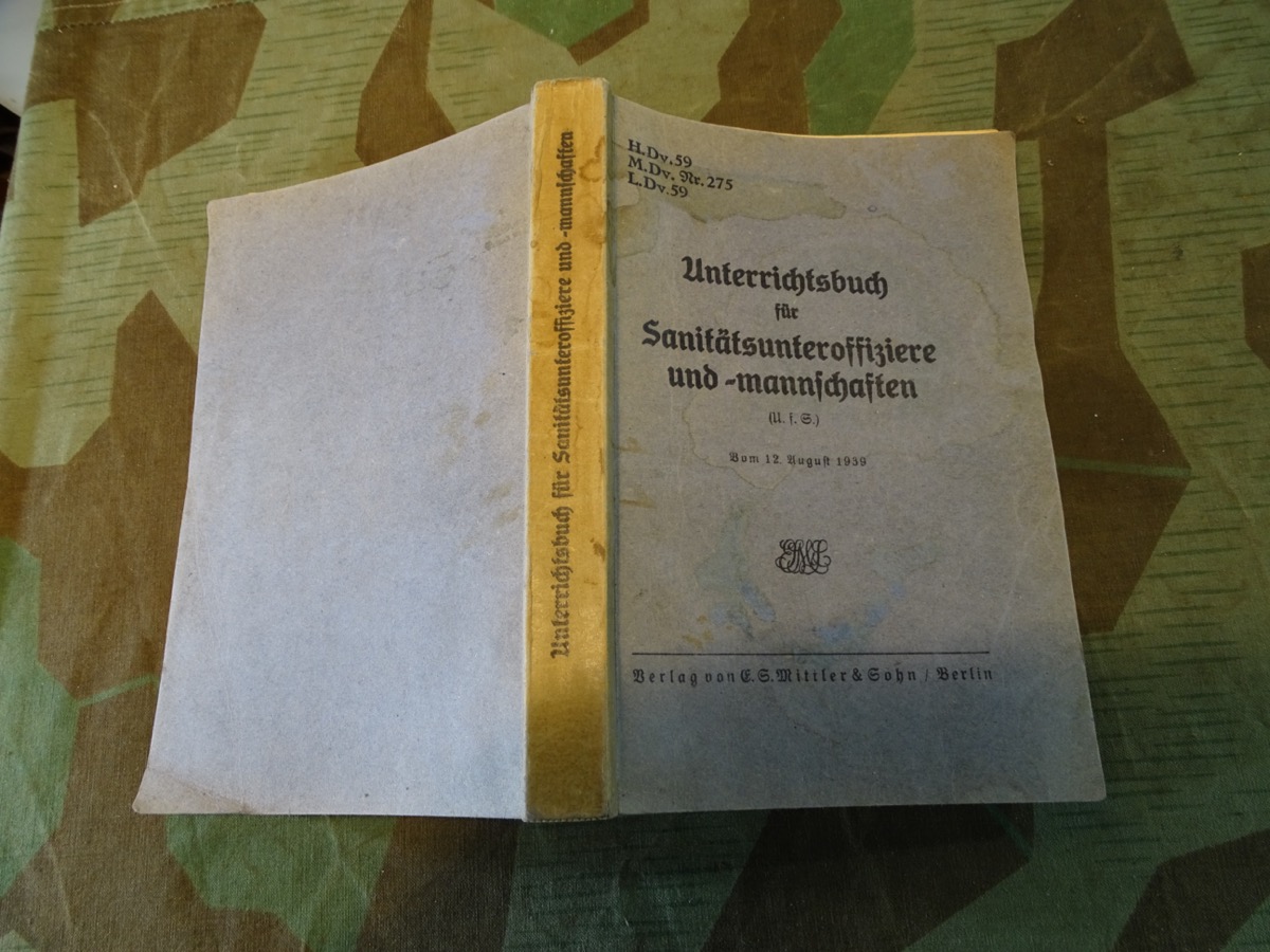 H.DV 59, MDV Nr 275, L DV 59 Unterrichtsbuch für Sanitätsoffiziere und Mannschaften 1939. 