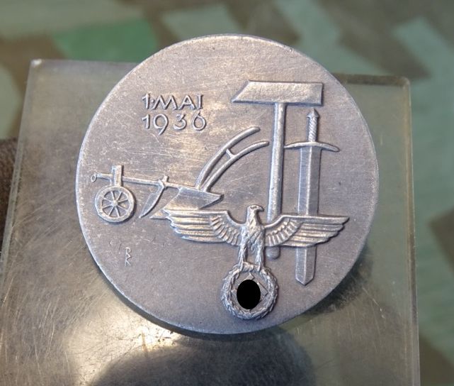 Veranstalltungs Abzeichen 1. Mai 1936, Aluminíum, Hst. : Fa. Joh.Kuno König Solingen