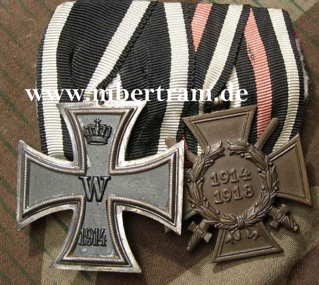 2er Ordensspange: EK2 1914 , EHRENKR.f.FRONTKÄMPFER