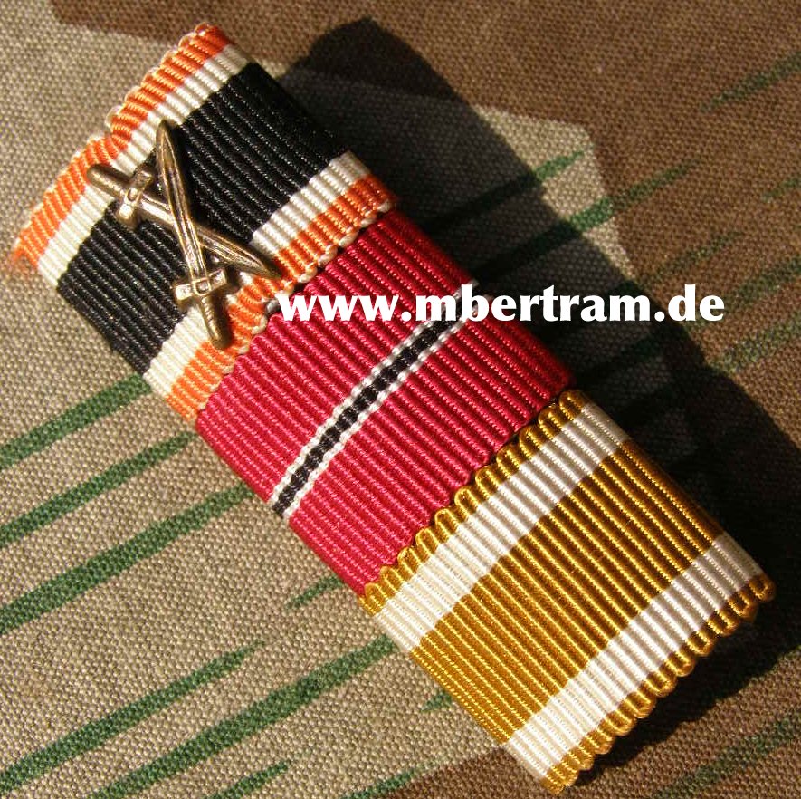 3er Bandspange: KVK 1939 m.Schw., Ostmed., Schutzw. Abz.