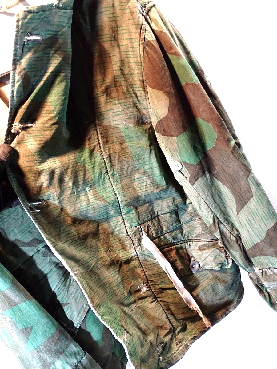 20950-5 Wehrmacht wendbare Wintertarnjacke, Splittertarn auf weiß, getragenes, ungereinigtes Stück