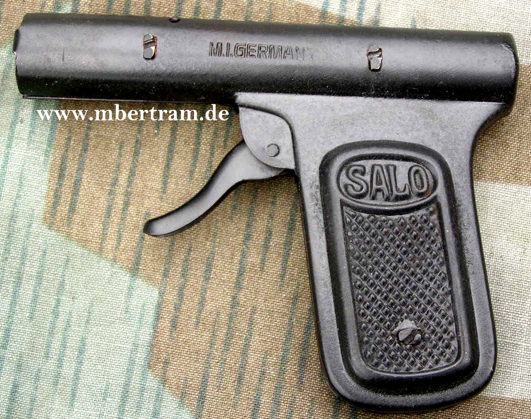 Salo Spielzeugpistole, Prägeblech, DRGM- M.I.Germany