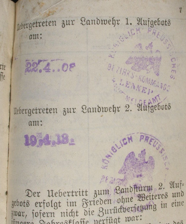10340-13 Reservistenflasche, Militärpass. 5. Westf. Inf. Rgt. No.53