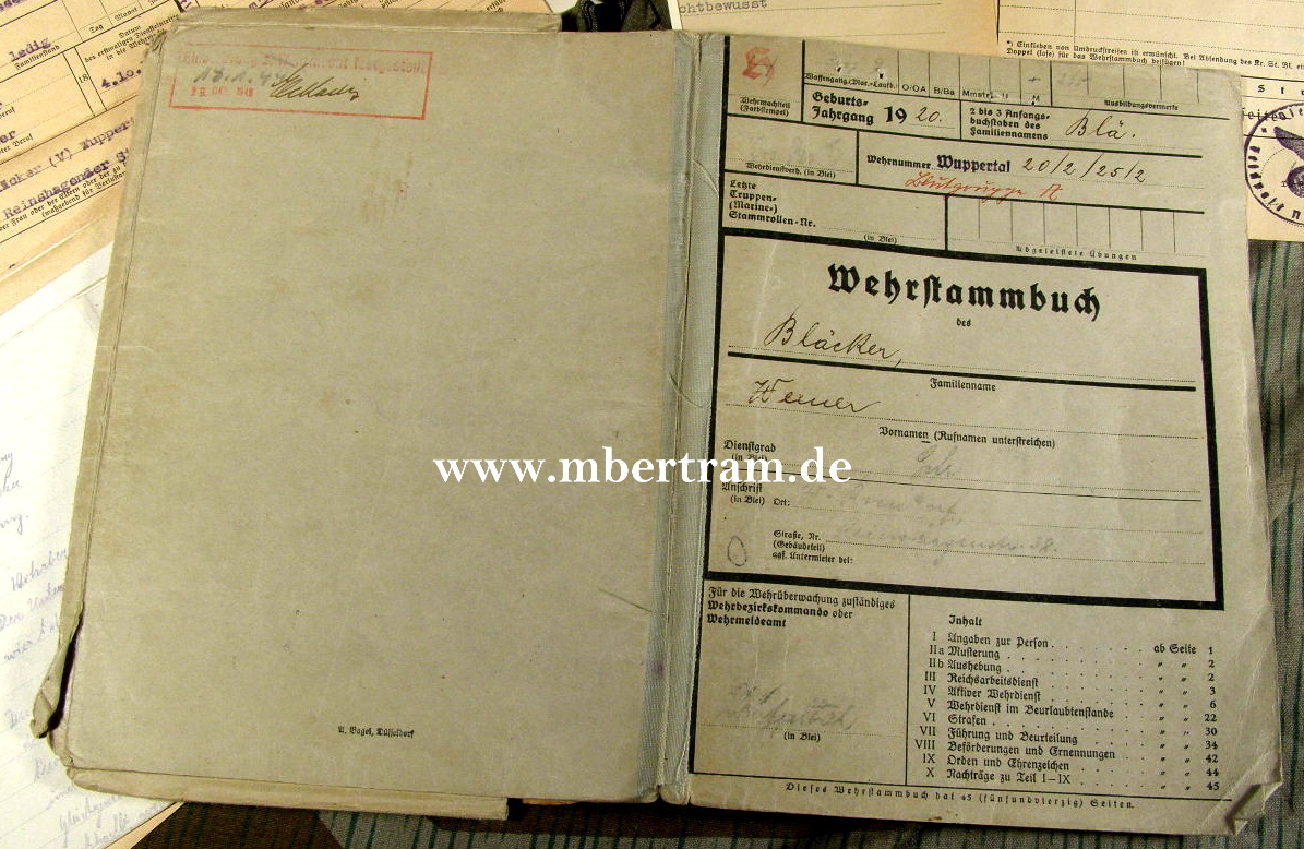 624-2 Wehrstammbuch Nahkpf Ausbildung, Pz.Vern.abz.,EK2, NkSp.
