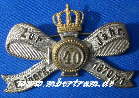 Abzeichen zum 40 jährigem Jubiläum des Krieges 1870/71