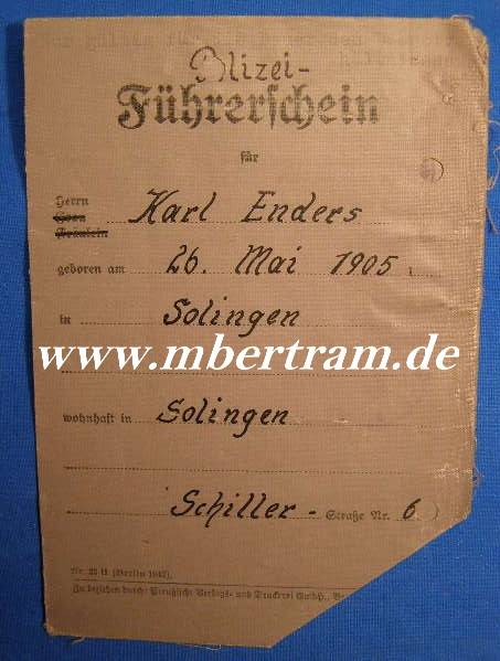 Polizei Führerschein Kl.3, Signatur Kdr. Ordnungspol.Krakau