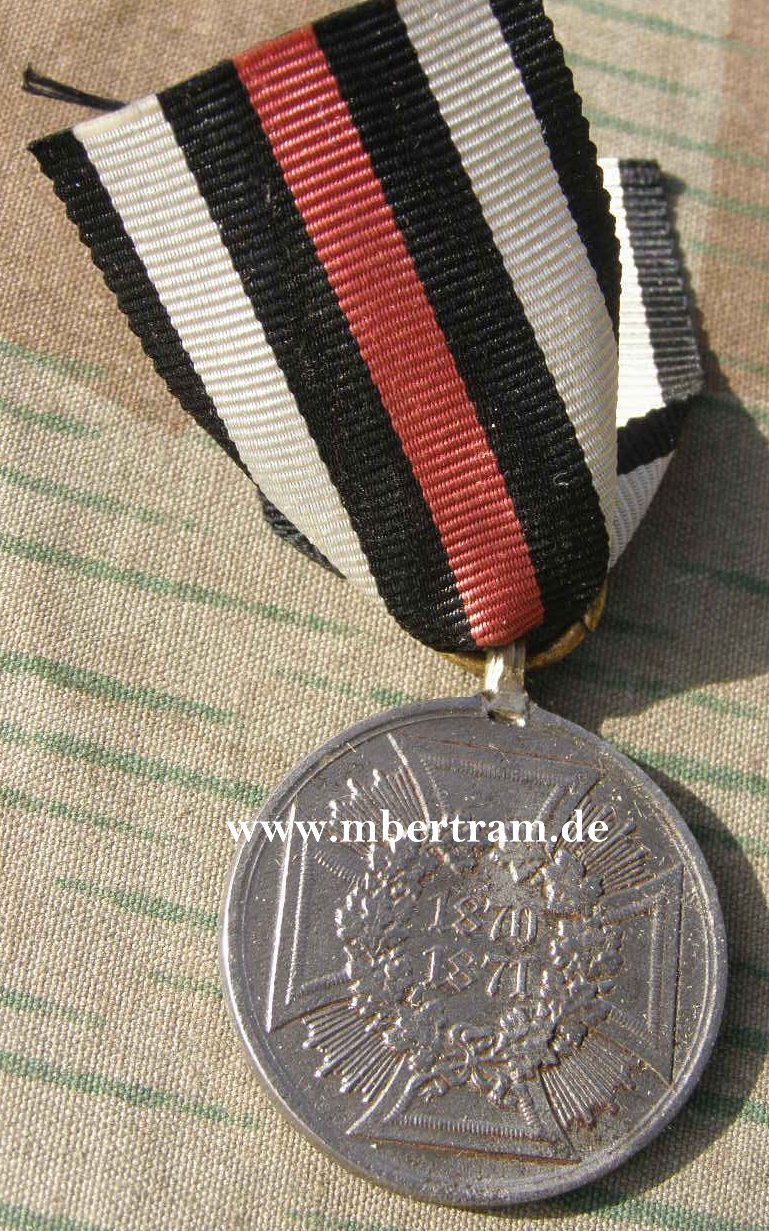 Kriegsdenkmünze 1870/1871 Eisen mit Ring, glatter Rand