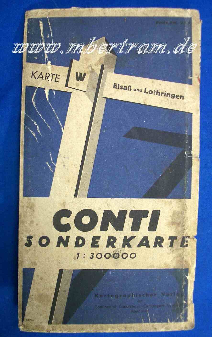 Landkarte Elsaß Lothringen. Conti Sonderkarte 1942