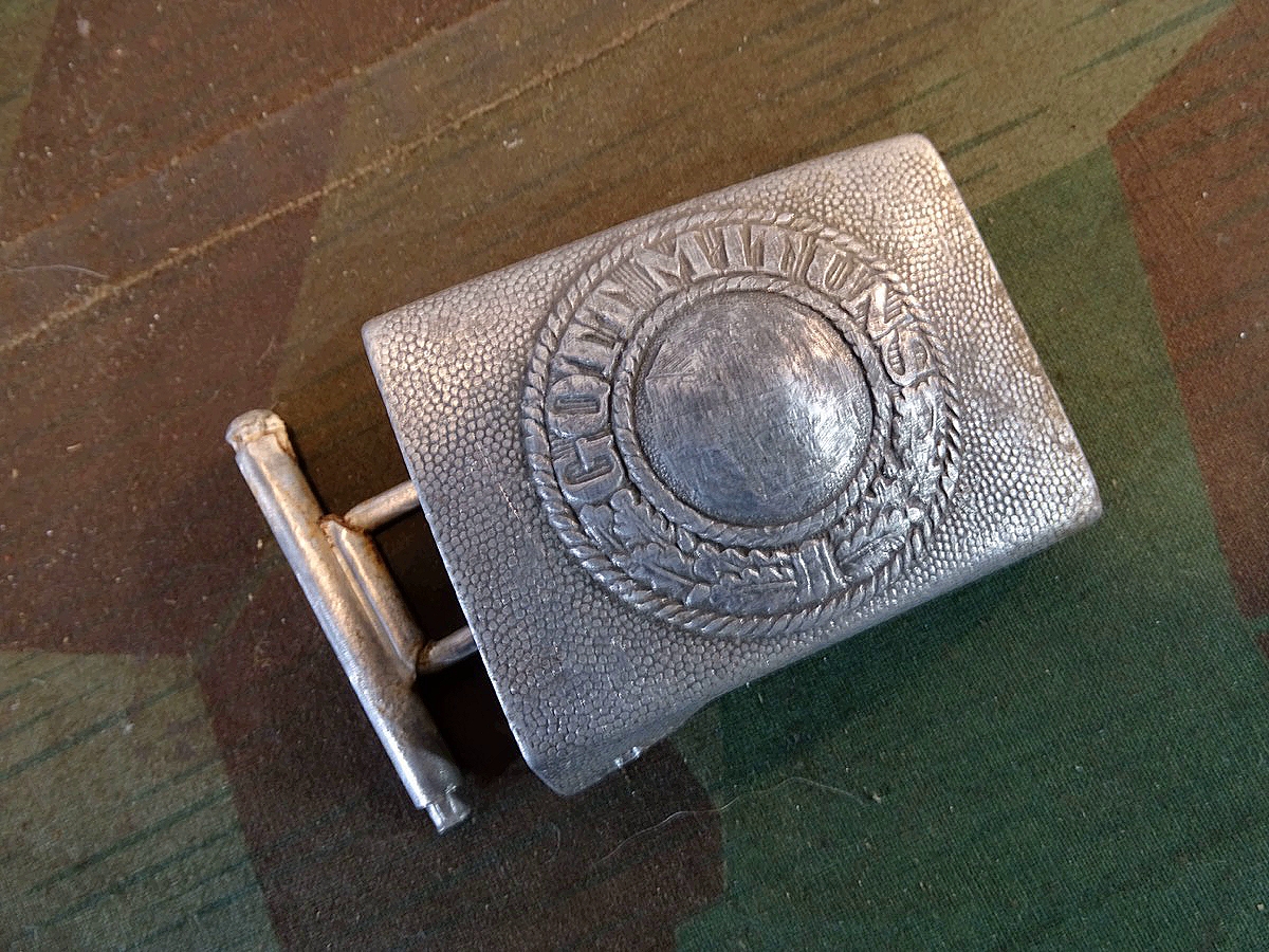 Frühes Koppelschloss Wehrmacht Heer, Manschaften, Aluminium, durchgeprägt, entnazifiziert