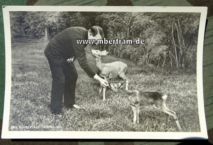 Propaganda Postkarte -  der Führer als Tierfreund