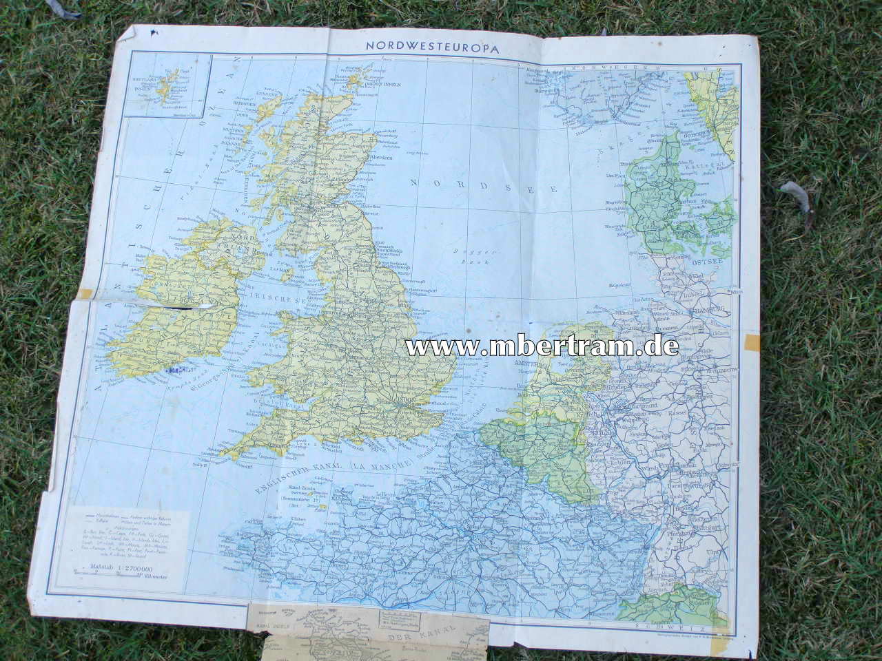Brockhaus Kriegskarte " Nordwesteuropa 1940" Ärmelkanal.