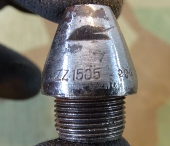 Deko Zünder ZZ 1505, eeo ( DWM Posen ) 1943, für eine Luftwaffen Bord Munition Patrone MG 151/20