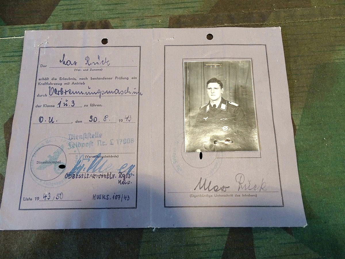 Luftwaffen Führerschein Leutnant MN.Rück, Flugzeugführer