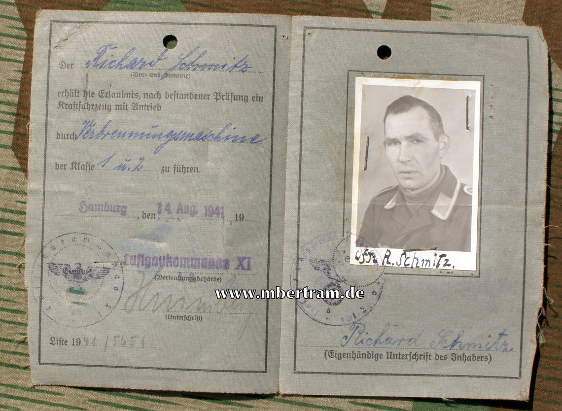 WH Führerschein Luftwaffe, Stendal ( Fallschirmjähger ?)