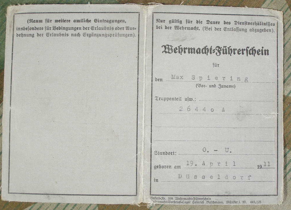 Sehr später Wehrmachtsführerschein , 14.02.1944