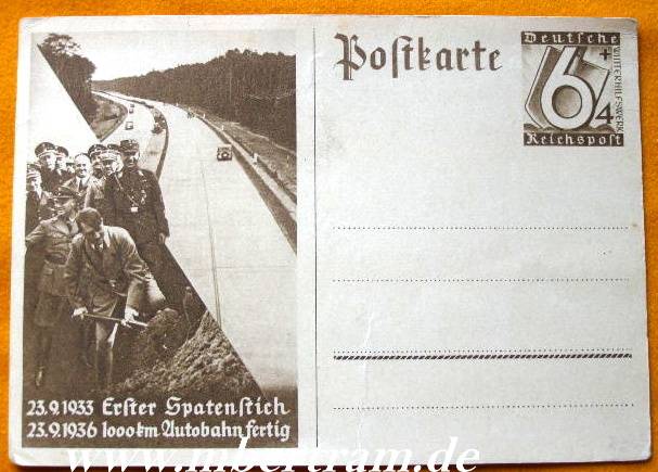Propagandapostkarte 23.09.1933 Erster Spatenstich Autobahn