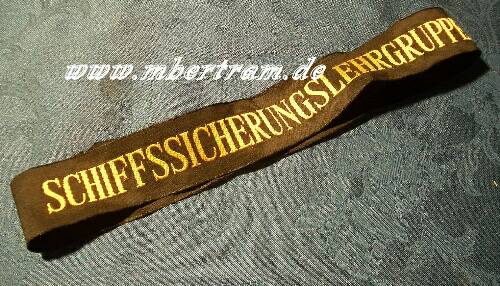 Bundesmarine Mützenband, " Schiffssicherungslehrgruppe" Gekürzt auf 72 cm