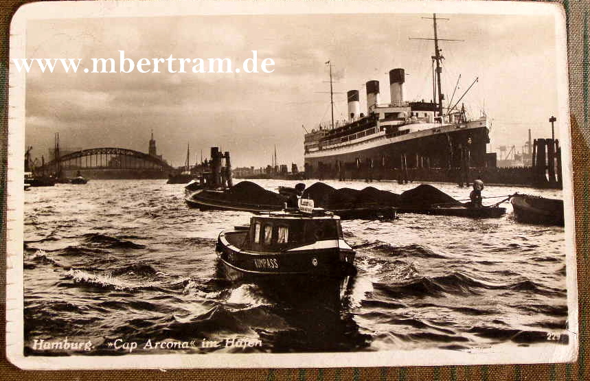 KdF. Kreuzfahrtschiff " Cap Arcona " im Hamburger Hafen