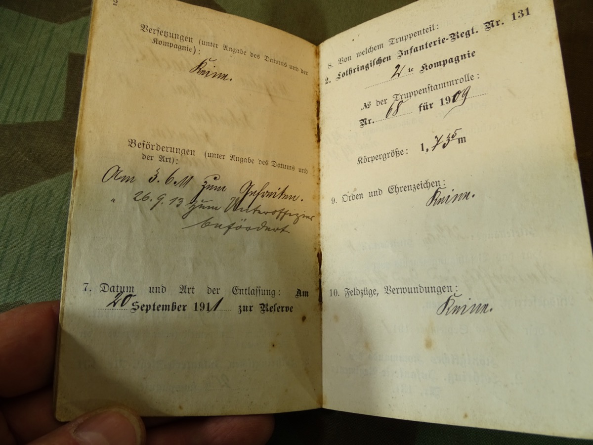 5 Urkunden: Inf.St.Abz., Verw.Abz.schw., Ostmed..41/42, EK2..
