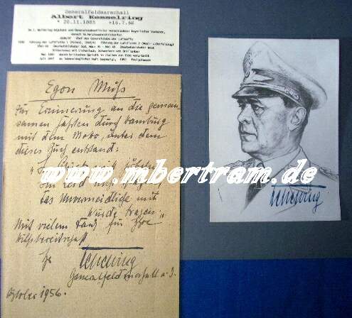 Originalsignatur u Brief A. KESSELRING, RK Eichenl.,Schw.,Brilli.